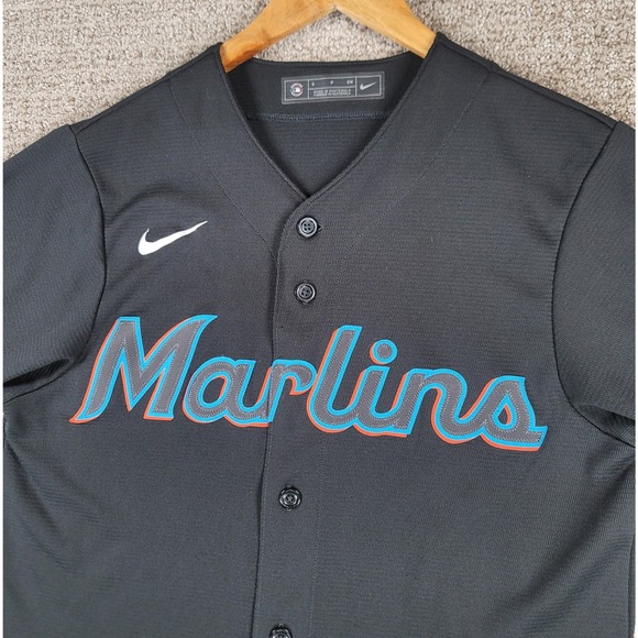 Nike MLB Miami Marlins Alternate Baseball Jersey Black Mens Size S - Picture 1 of 12